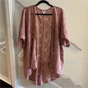 LuLaRoe Lace Open-Front Cardigan Size 4 can fit larger Mauve Coverup GUC